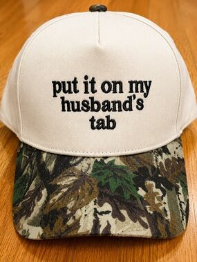 NWOT Put It On My Husband’s Tab Camo Baseball Hat Adjustable